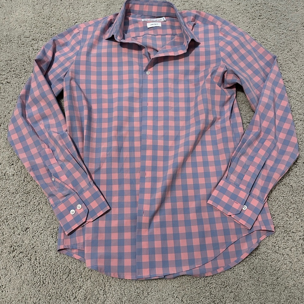 Mizzen+Main Pink and Blue Plaid Shirt